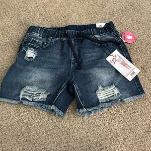 YMI Dream Collection high rise Jean jogger shorts with tie